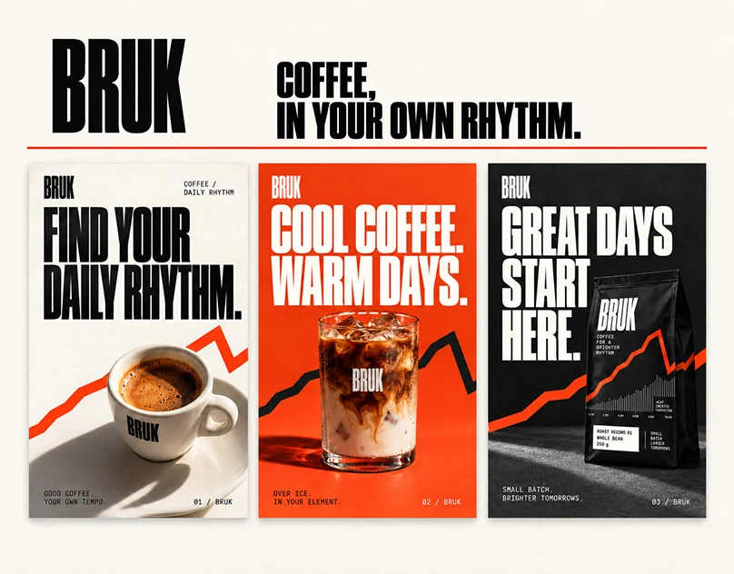 BRUK — Coffee Social Campaign & Brand Applications